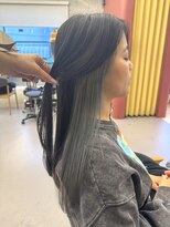 スト 静岡鷹匠(sto)&nbsp;着物ヘア/ダークアッシュ/ミディアムレイヤーカット/静岡鷹匠