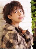 暖色系カラー/耳かけ/くせ毛風/マッシュウルフ/たまプラーザz2