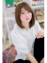 ミック 日暮里店(miq)&nbsp;大人可愛いショコラグレージュ◎ピュアぱっつんボブb1