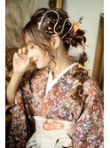 水引と金箔でおしゃれに♪ルーズなたまねぎヘア