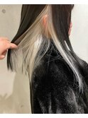 ダブルカラーインナーカラーホワイトベージュ前髪カット前髪