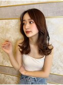 韓国前髪顔周りロング×デザインカラー[心斎橋/髪質改善]