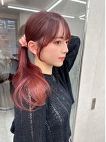 ピンクブラウン/暖色カラー/カシスピンク/韓国ヘア/顔周りカット