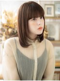 ぱっつん前髪大人可愛い内巻きエアストレートa戸頭20代30代40代