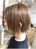 白髪ぼかしハイライトカラー大人ボブチョコレートベージュ柏