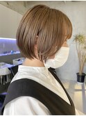 前下がり切りっぱなしショートミニボブカットイルミナカラー調布