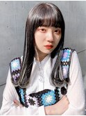 Say.インナーカラーパープルブラック韓国ロング黒髪表参道原宿