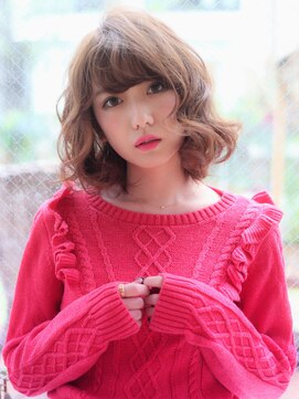 ヴィヴィ(VIVIE) 厚めバング小顔大人可愛いふんわりガーリーウェーブボブミディ