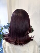 ピークスヘア(peaks hair) ボルドーピンク ブリーチなしダブルカラー 濃いめピンク 堀江