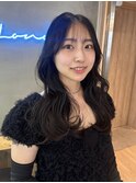 ダークラベンダーグレージュレイヤーカット韓国巻き顔周りカット