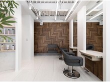 アース 浦安店(HAIR&MAKE EARTH)の雰囲気(グレージュ×ウッドのオシャレなデザイン)