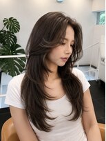 ピークスヘア(peaks hair)&nbsp;レイヤーカット オリーブカラー ナチュラルレイヤー 堀江