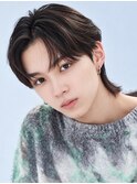 韓国ヘアコンマバング韓国マッシュセンターパートフェザーパーマ