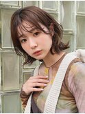 シースルー エアリー ボブ ミディアムレイヤー くびれボブ