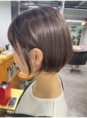 髪質改善_チョコレートブラウン_丸みボブ_酸熱トリートメント