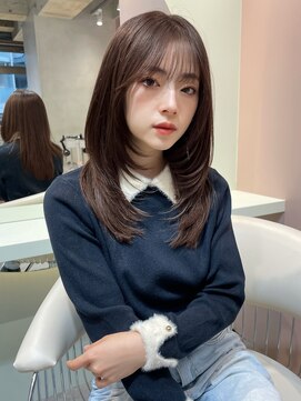 グロー 大宮(GLROW) ザクザクレイヤー　顔まわりカット　大宮　韓国　マロンベージュ