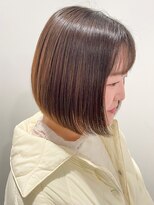 オーストヘアーフィガロ 本通り店(Aust hair Figaro)&nbsp;前下がりナチュラルボブ×ベージュシアーカラー　本通/広島/Aust