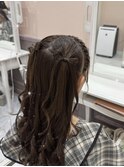 髪リボンハーフツイン