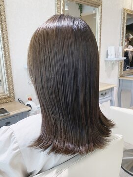 ラ ブランシュ 大宮(La Blanche) マロンベージュかきあげAラインボブ韓国小顔ショートグレージュ