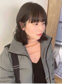 透明感カラーオリーブアッシュ＊ワイドバングミディアム/明大前