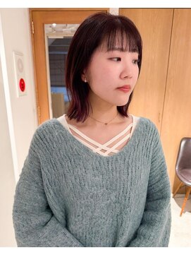 ラミエ バイ メルト 吉祥寺(lamie by melt) "久保田"切りっぱなしレイヤーボブピンクラベンダーブリーチなし