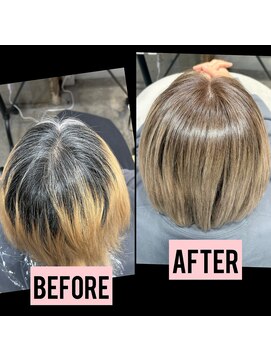 アルトル 池袋2nd(altru) 白髪ぼかしカラーで脱全頭ブリーチ