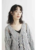 ホワイトグレージュミニウルフデジタルパーマチェリーブラウン