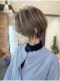 《30代40代》白髪ぼかしハイライト×前下がりボブ【イケダ】