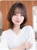 20代30代大人かわいい黒髪小顔前髪パーマ韓国くびれレイヤーボブ