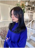 ◇暗髪×前髪無しレイヤーカット