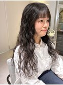 【くせ毛さんでも大丈夫】ロングウェーブパーマ×前髪ストレート