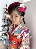 7歳　七五三　ベレー帽　ウェーブ　ヘアセット　辻堂