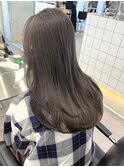 韓国ヘア顔周りレイヤーミルクティーベージュグレージュ暗め原宿