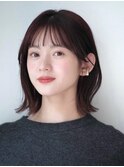 イメチェン　外ハネボブ　美髪　ワイドバング　ミディアム　艶