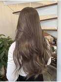 ハイトーングレージュダブルカラー透明感ブリーチベージュ堀江