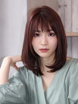レッドブラウン×艶レイヤーミディ