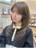 韓国風/レイヤー/前髪カット/オリーブ/透明感/ハッシュカット