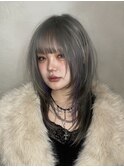 ニュアンスウルフ/ダークブルー/デザインカラー/顔周りカッ0508