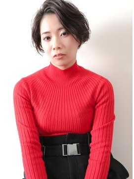 アン ヘア デザイン(un hair design) 【　un  】ショートボブ×パーマ×黒髪