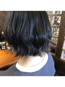 ピースリーヘア バイ カーサ(peathree.hair by CASA) ダークグレージュ×切りっぱなしボブ