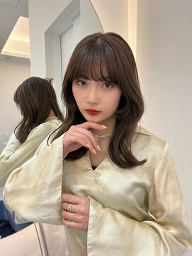 ノク 渋谷(nok) レイヤーミディ_黒髪小顔オリーブグレーココアベージュ