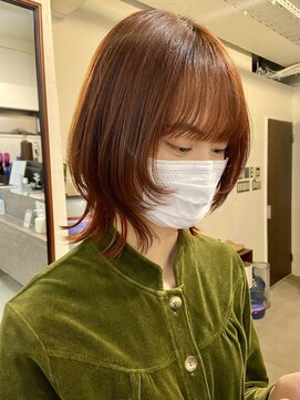 アクアオモテサンドウ(ACQUA omotesando) △大人可愛い韓国風オレンジブラウンウルフカットレイヤーカット