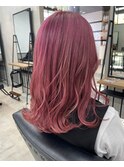 チェリーピンク　ダブルカラー　赤髪　奈良　大和八木