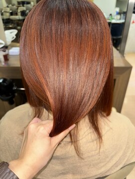 ヘアサロン アウラ(hair salon aura) 暖色カラーオレンジカラーブリーチなしダブルカラー
