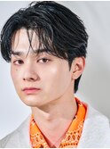 韓国ヘアカルマパーマコンマバングセンターパート黒髪マッシュ