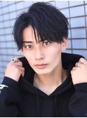 ブルーブラックアップバングショート刈り上げコンマバング渋谷