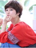 ■グレージュカラー小顔ショートウルフM.SLASH自由が丘21-14