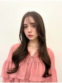 20代30代ガーリーシースルーレイヤーカットダークブラウン