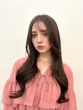 ヒュー 広島(HEW) 20代30代ガーリーシースルーレイヤーカットダークブラウン