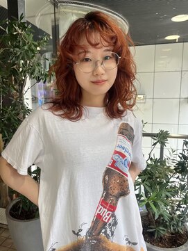 エルム 原宿 表参道(yelm) 【オレンジベージュ×カーリー】#ダブルカラー#ケアブリーチ